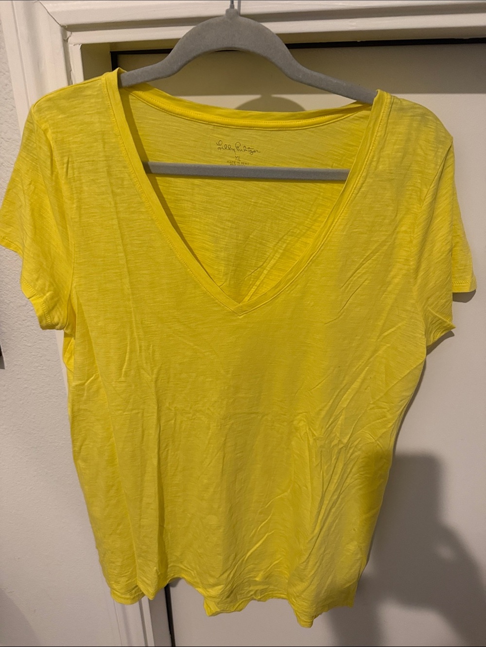 Lilly Pulitzer Bright Yellow V-Neck Short Sleeve Tee - Picture 2 of 2